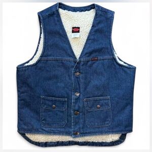 Classic Blue Denim Vest with Sherpa Lining